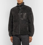 Loewe - Leather-Trimmed Shearling Jacket - Gray