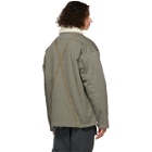Greg Lauren Khaki Sherpa Shawl Collar Boxy Jacket