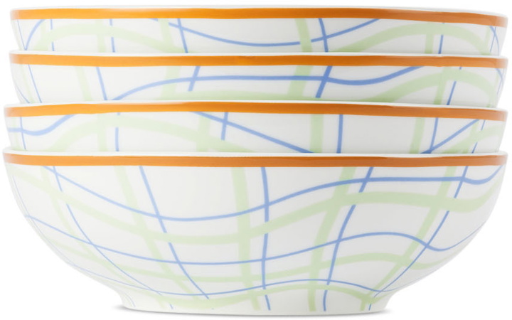 Photo: Misette White Grid Cereal Bowl Set, 4 pcs