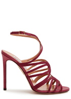 Aquazzura Serenade 105 Raffia Sandals Burgundy