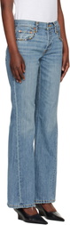 Re/Done Blue Twisted Mid Rise Bootcut Jeans