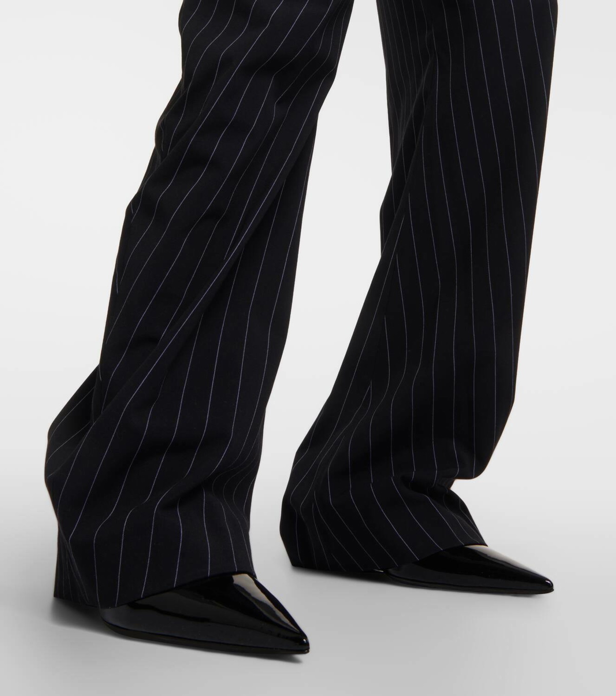 Black Pinstripe Wide Leg Pants