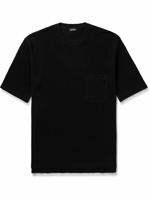 Photo: Zegna - Cotton-Piqué T-Shirt - Black