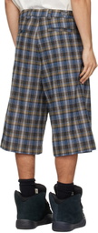 ERL Gray & Blue Check Shorts