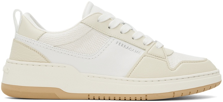Photo: Ferragamo Off-White Low Cut Sneakers
