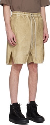 Rick Owens DRKSHDW Beige Hollywood Long Boxers Butt Zipp Shorts