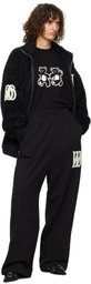 We11done Black Bouclé Letter Logo Wide Lounge Pants