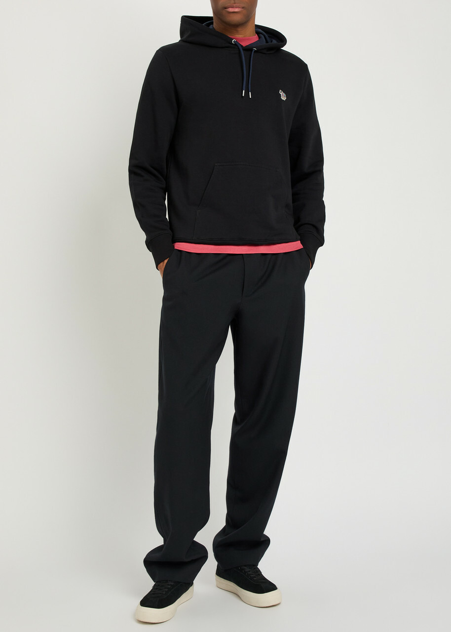 PS Paul Smith Appliquéd Hooded Cotton Sweatshirt Black