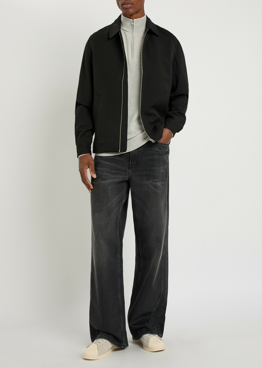 Les Deux Greyson Half-zip Merino Wool Jumper Grey