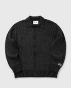 ØLÅF KNITTED RIBBED CARDIGAN Grey Mens Zippers & Cardigan