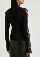 Norma Kamali Stud-embellished Stretch-jersey top Black