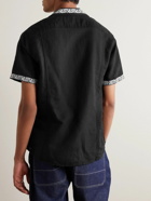 Corridor - Hamsa Camp-Collar Embroidered Linen and Cotton-Blend Shirt - Black
