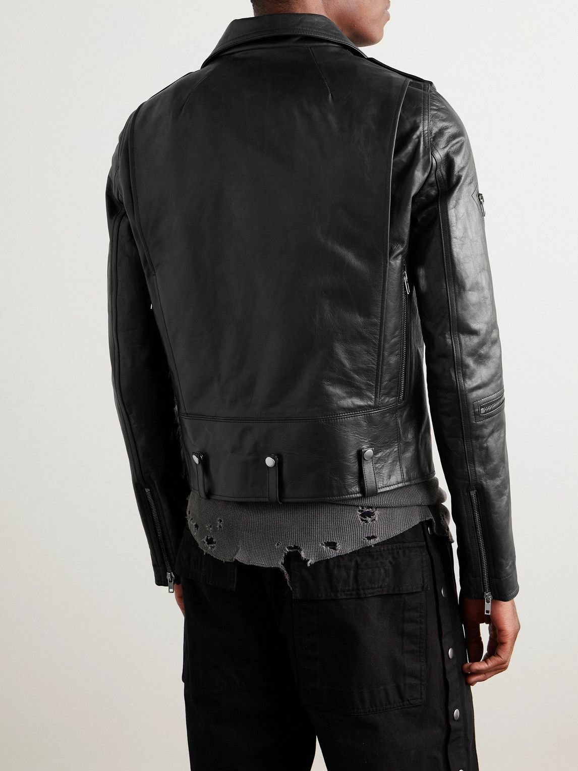 Rick Owens - Stooges Slim-Fit Leather Biker Jacket - Black