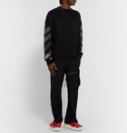 Off-White - Slim-Fit Appliquéd Stretch-Scuba Suit Trousers - Black