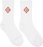 Casablanca White Logo Ribbed Sport Socks