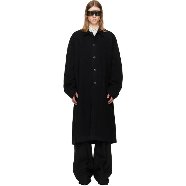 Photo: Rick Owens Black Tower Buttoned Brad Coat