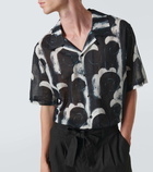 Commas Printed cotton voile bowling shirt