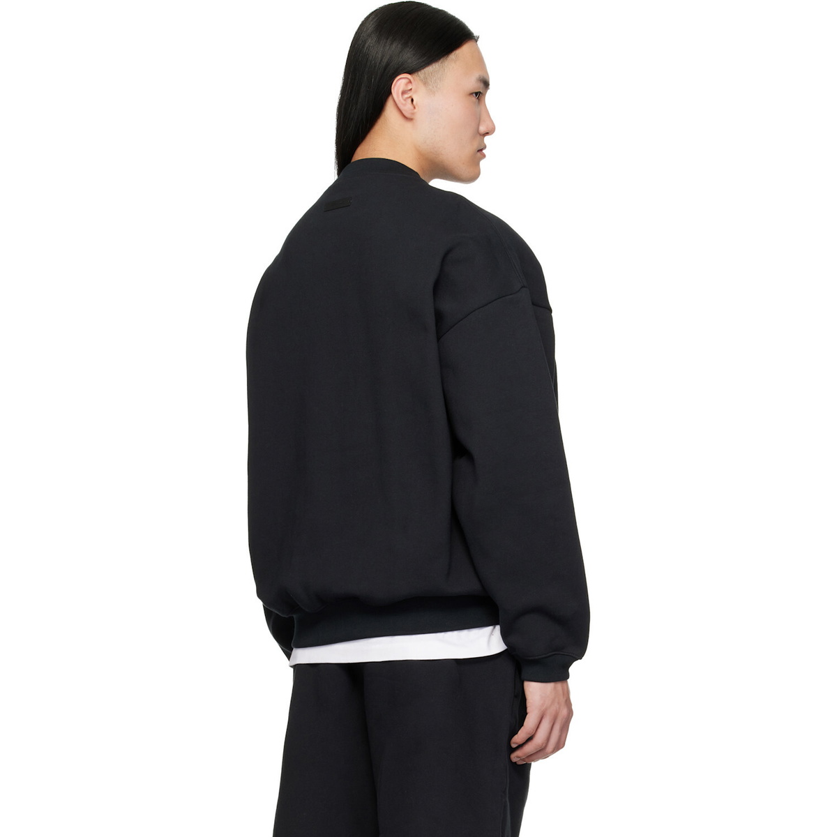 Fear of God ESSENTIALS Black Varsity 90s Crewneck Sweatshirt