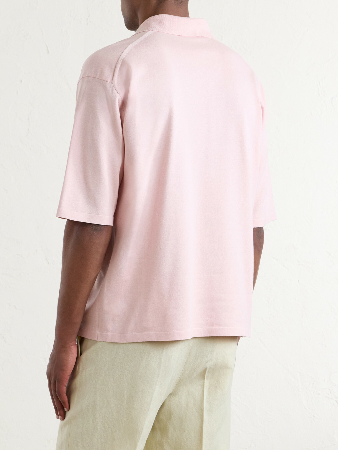 Auralee - Knitted Silk Polo Shirt - Pink