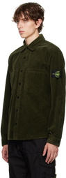 Stone Island Khaki Press-Stud Shirt