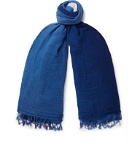 Blue Blue Japan - Degradé Indigo-Dyed Cotton and Linen-Blend Gauze Scarf - Blue
