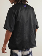 Needles - Convertible-Collar Embroidered Sateen Shirt - Black