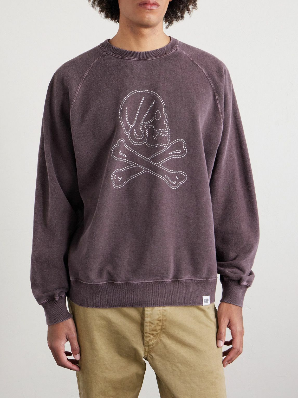 Neighborhood - Embroidered Pigment-Dyed Cotton-Jersey Sweatshirt - Brown
