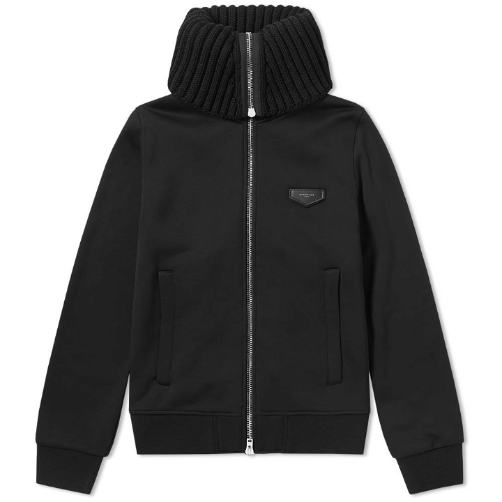 Photo: Givenchy Leather Logo Patch Zip Hoody