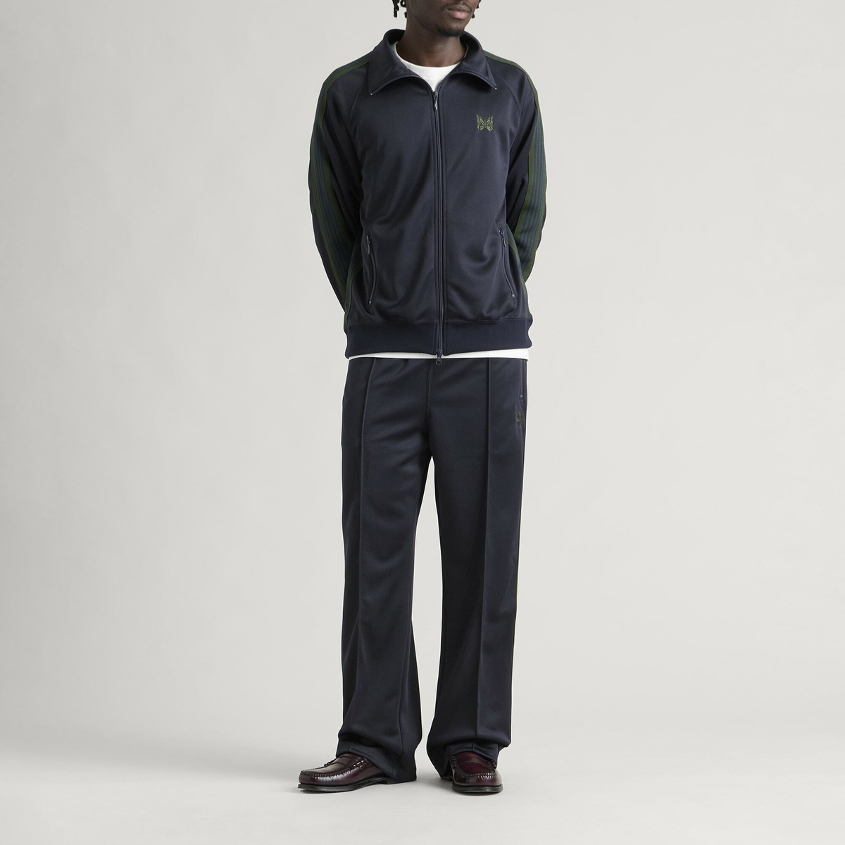 Needles Men's Poly Smooth Track Pants in Navy