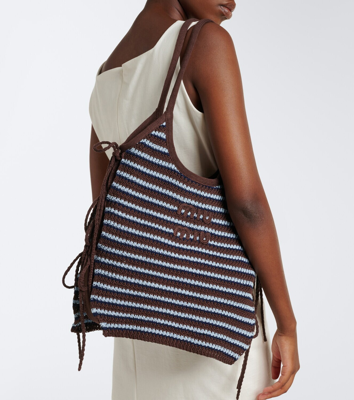 Miu Miu Ivy crochet striped tote bag