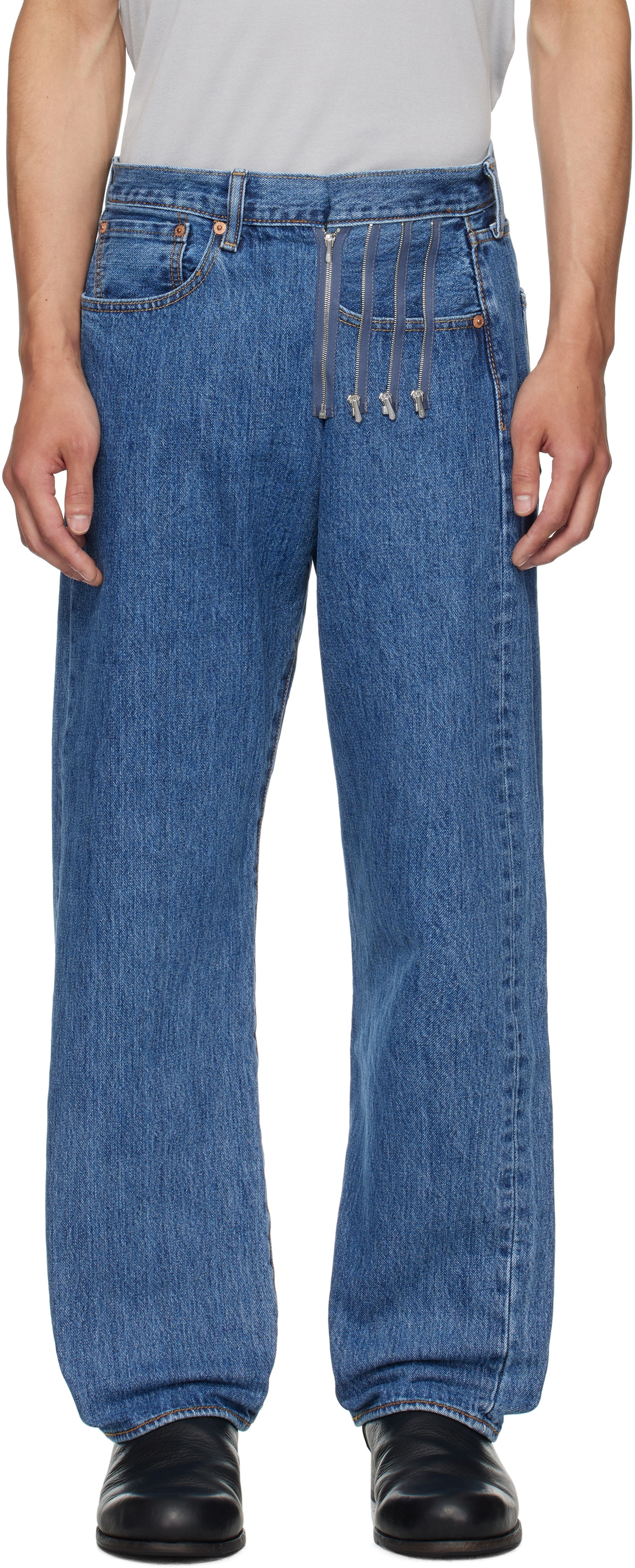 Bless Navy Ultra-Wide Pleated Trousers Bless