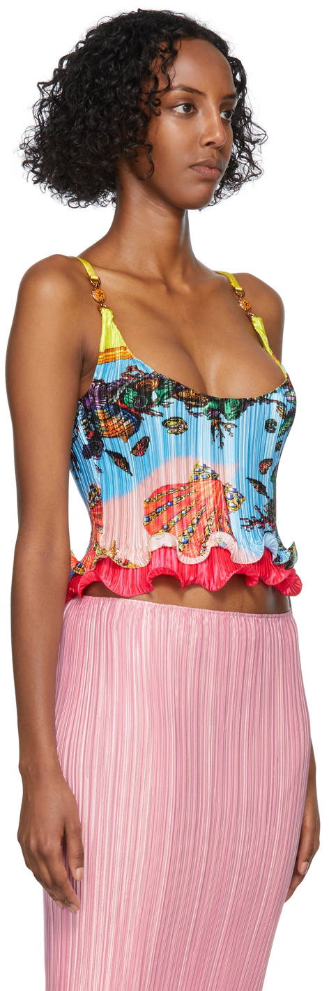Medusa Palm Springs Plisse Crop Top in Multicoloured - Versace