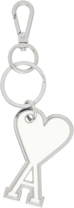 Photo: AMI Paris Silver & Off-White Ami de Coeur Keychain