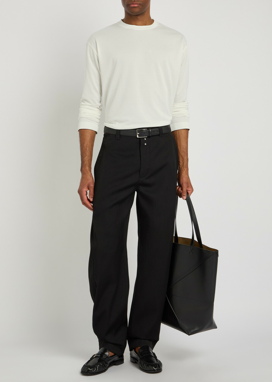 Jacquemus Le Tshirt Rond Carre Logo-embroidered Woven T-shirt White