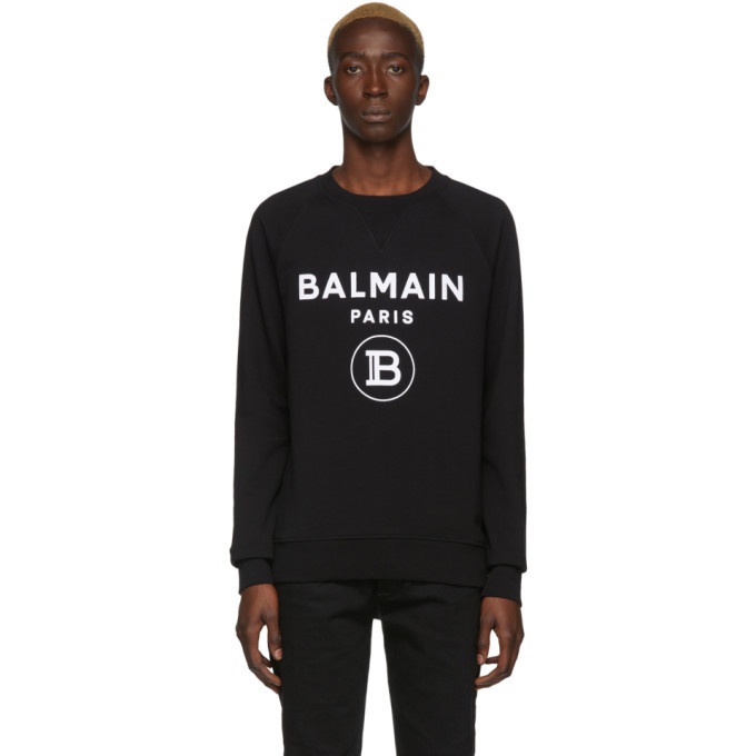 Photo: Balmain Black Flocked Logo Sweater