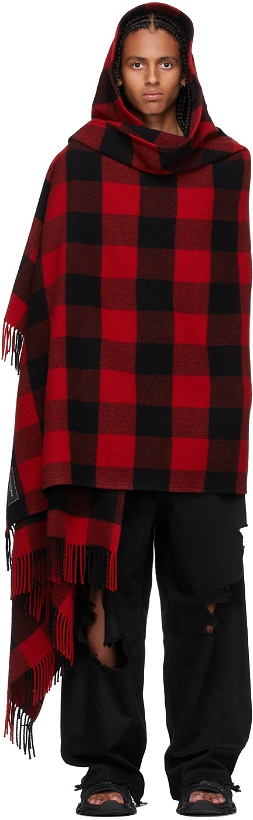 Photo: Balenciaga Black & Red Hooded Blanket Coat