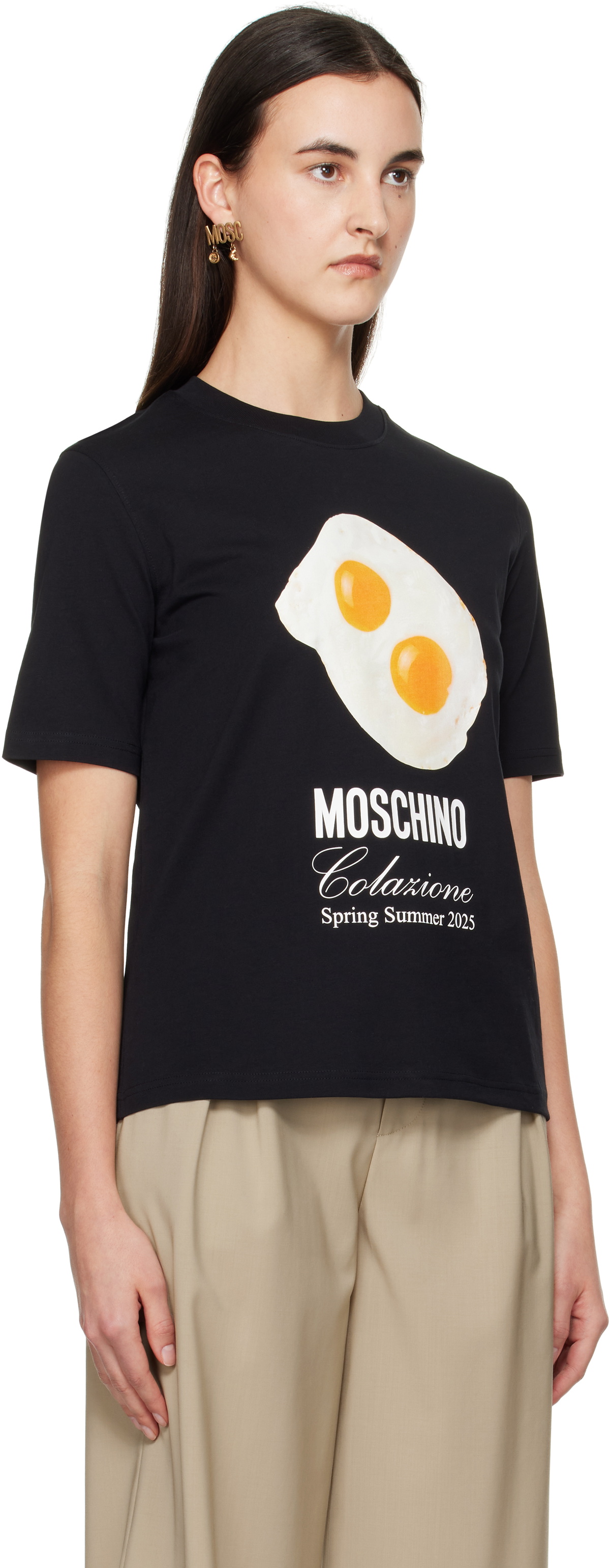 Moschino Black Eggs Print T-shirt