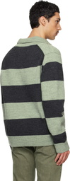 Paul Smith Green & Gray Block Stripe Polo