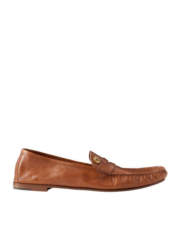 Photo: Versace - Logo-Embellished Leather Penny Loafers - Brown