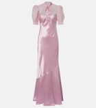 Alessandra Rich Tie-neck silk satin gown