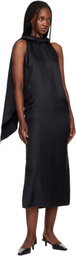 Loulou de Saison Black Susan Twisted Collar Maxi Dress