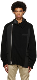 sacai Black Paneled Knit Blazer