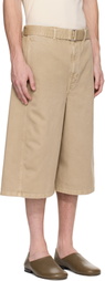 LEMAIRE Taupe Twisted Denim Shorts