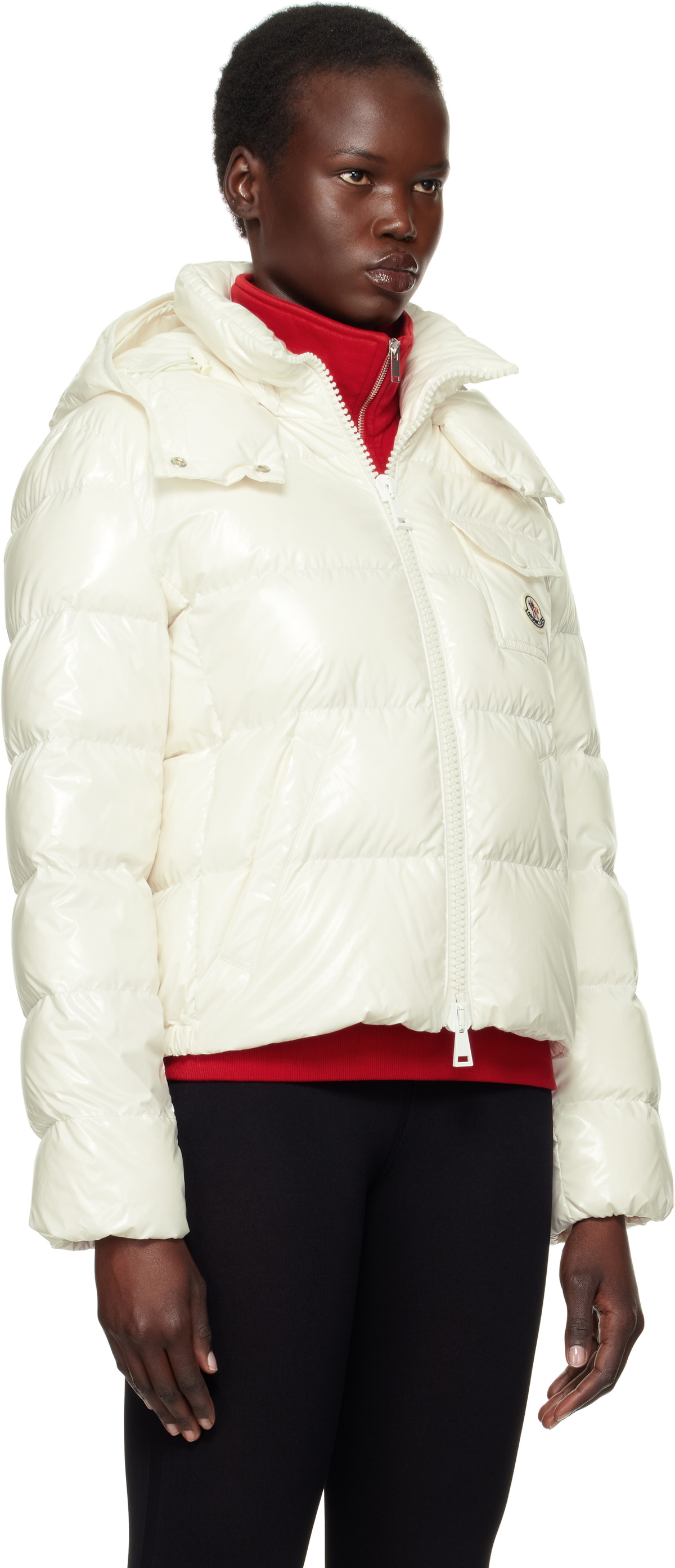 Moncler White Andro Hooded Short Down Jacket Moncler