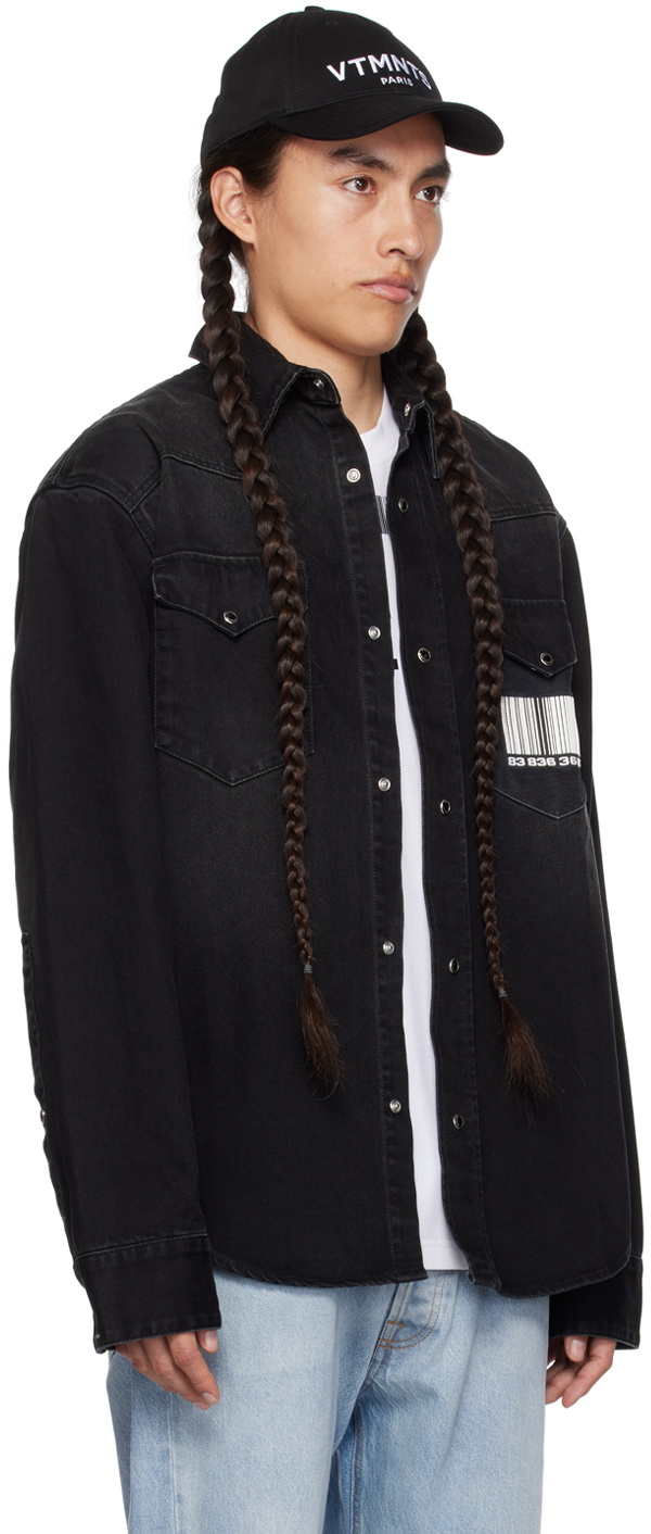 VTMNTS Black Barcode Denim Shirt