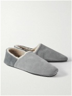 Mr P. - Babouche Shearling-Lined Suede Slippers - Gray