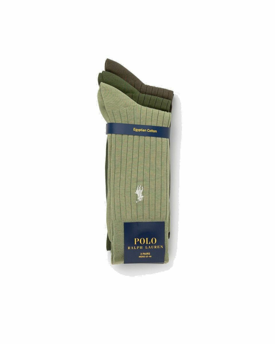 Photo: Polo Ralph Lauren Egyptian Crew Sock 3 Pack Green - Mens - Socks