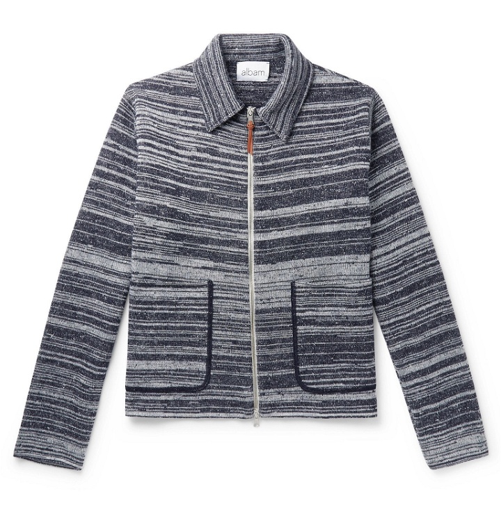 Photo: Albam - Striped Mélange Wool Zip-Up Sweater - Blue