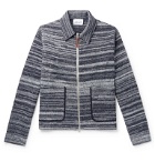 Albam - Striped Mélange Wool Zip-Up Sweater - Blue