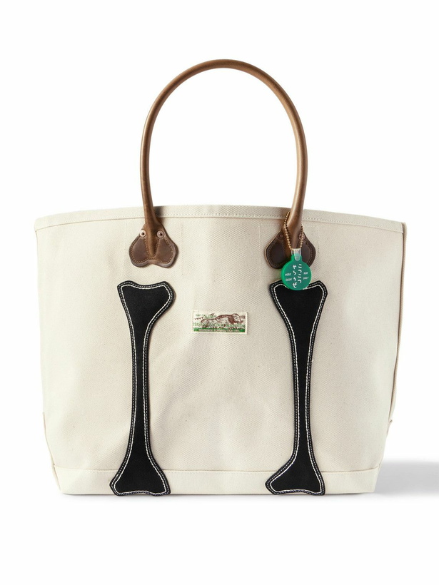Photo: KAPITAL - Leather-Trimmed Appliquéd Canvas Tote Bag